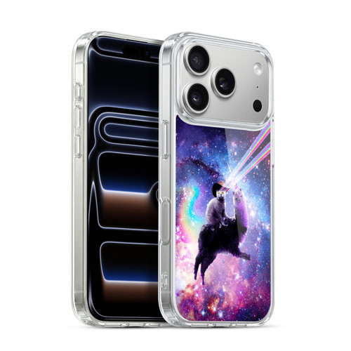 Random Galaxy Animals Laser Space Cat Riding Llama Soft Gel Case for Apple iPhone 17 Pro