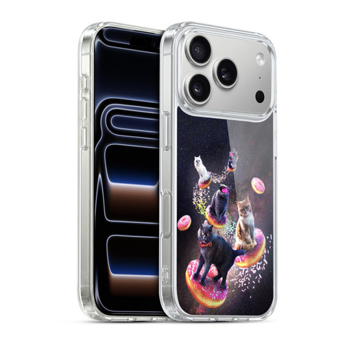 Random Galaxy Animals Space Cats Riding Donuts Soft Gel Case for Apple iPhone 17 Pro