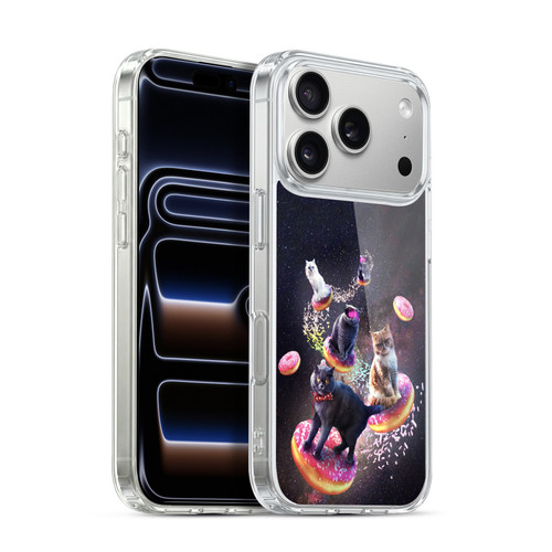 Random Galaxy Animals Space Cats Riding Donuts Soft Gel Case for Apple iPhone 17 Pro