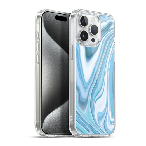 Suzan Lind Marble Light Blue Pastel Soft Gel Case for Apple iPhone 15 Pro Max & MagSafe
