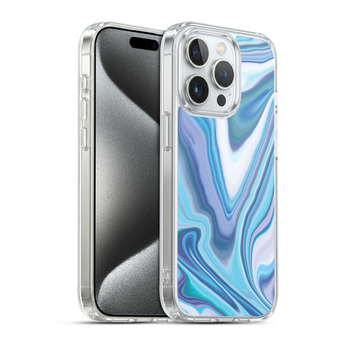 Suzan Lind Marble Dark Blue Pastel Soft Gel Case for Apple iPhone 15 Pro & MagSafe