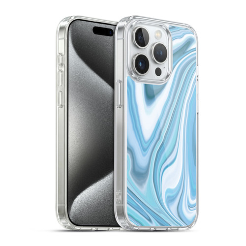 Suzan Lind Marble Light Blue Pastel Soft Gel Case for Apple iPhone 15 Pro & MagSafe