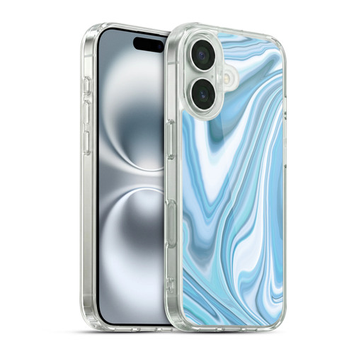 Suzan Lind Marble Light Blue Pastel Soft Gel Case for Apple iPhone 16 & MagSafe