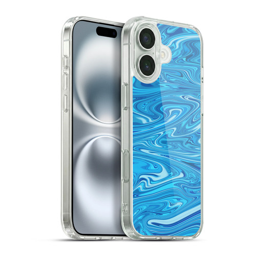 Suzan Lind Marble Light Blue Soft Gel Case for Apple iPhone 16 Plus & MagSafe