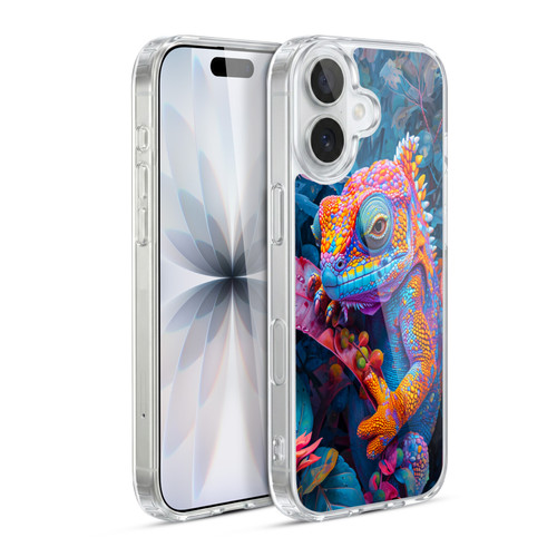 Haroulita Mix Art Animals Iguana Blue And Orange Soft Gel Case for Apple iPhone 17