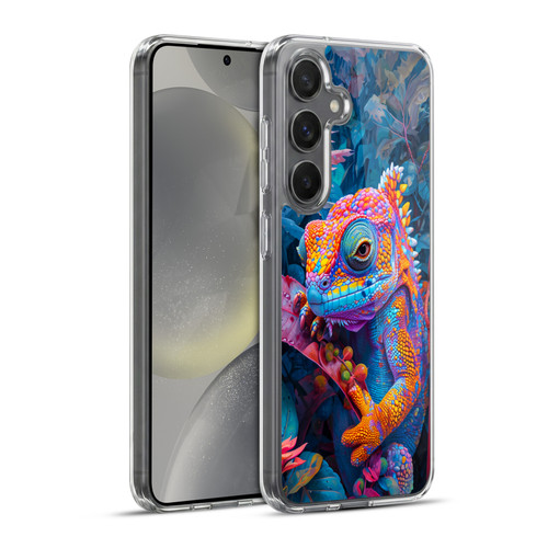 Haroulita Mix Art Animals Iguana Blue And Orange Soft Gel Case for Samsung Galaxy S24+ 5G & MagSafe