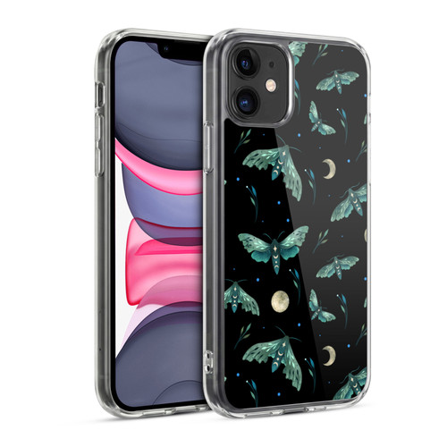 Episodic Drawing Art Lime Hawk Moth Pattern Soft Gel Case for Apple iPhone 11