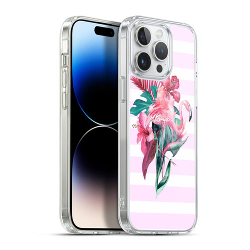 LebensArt Birds And Floral Flamingo Summer Vibe Pink Soft Gel Case for Apple iPhone 13 Pro Max & MagSafe