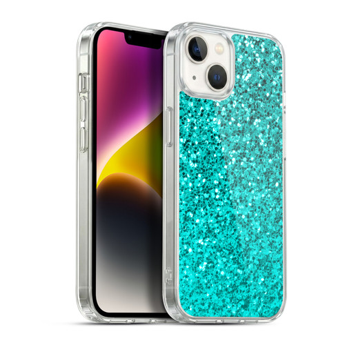 PLdesign Sparkle Prints Aqua Blue Soft Gel Case for Apple iPhone 14 Plus & MagSafe