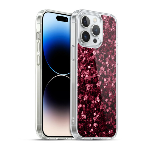 PLdesign Sparkle Prints Burgundy Red Soft Gel Case for Apple iPhone 14 Pro Max & MagSafe