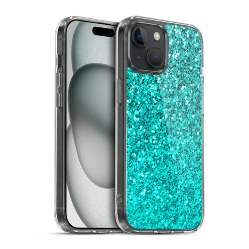 PLdesign Sparkle Prints Aqua Blue Soft Gel Case for Apple iPhone 15 & MagSafe