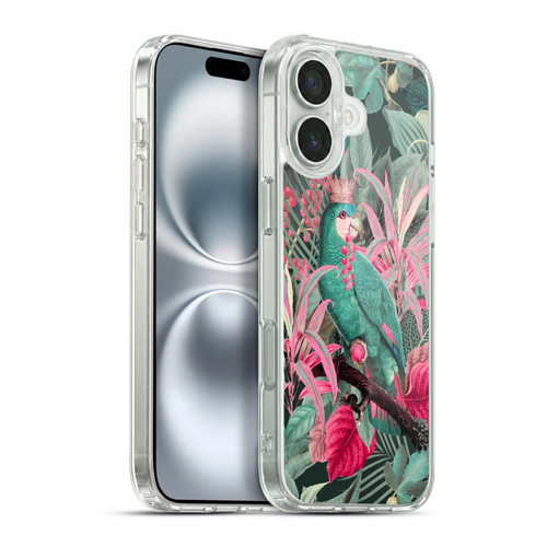 LebensArt Birds And Floral Parrot King Soft Gel Case for Apple iPhone 16 Plus & MagSafe