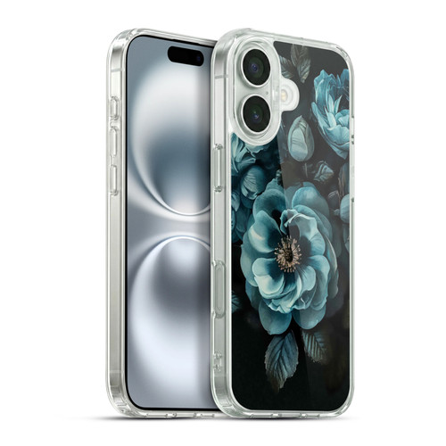 LebensArt Birds And Floral Watercolor Blooms Teal Soft Gel Case for Apple iPhone 16 Plus & MagSafe