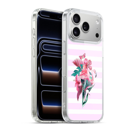 LebensArt Birds And Floral Flamingo Summer Vibe Pink Soft Gel Case for Apple iPhone 17 Pro Max