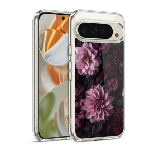LebensArt Birds And Floral Dark Moody Dahlias And Peonies Soft Gel Case for Google Pixel 9 / Pixel 9 Pro