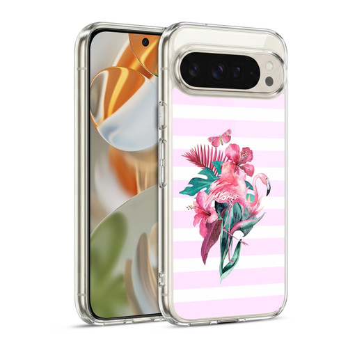 LebensArt Birds And Floral Flamingo Summer Vibe Pink Soft Gel Case for Google Pixel 9 / Pixel 9 Pro