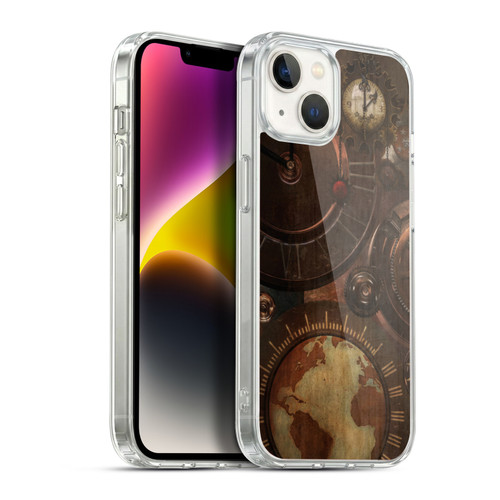 Simone Gatterwe Steampunk Clocks And Gears Soft Gel Case for Apple iPhone 14 Plus & MagSafe