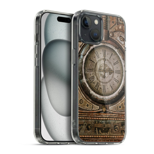 Simone Gatterwe Steampunk Grunge Clock Soft Gel Case for Apple iPhone 15 Plus & MagSafe