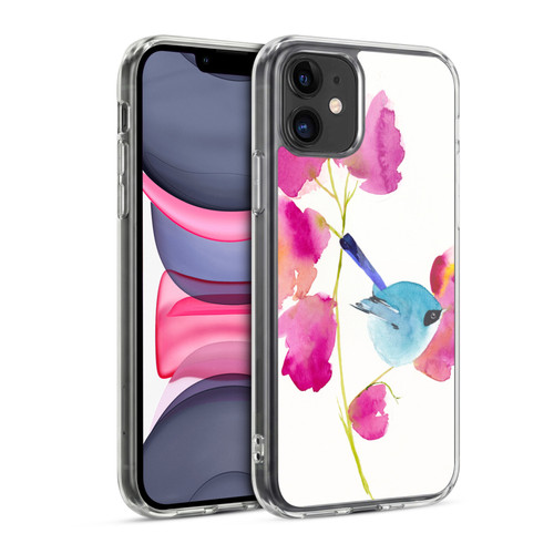 Mai Autumn Floral Blooms Blue Bird Soft Gel Case for Apple iPhone 11