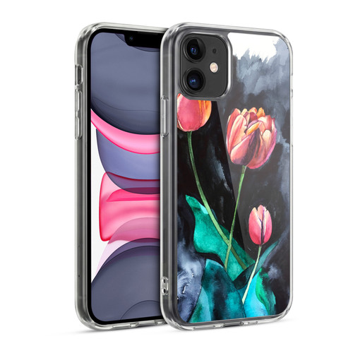 Mai Autumn Floral Blooms Tulips On Dark Soft Gel Case for Apple iPhone 11