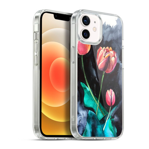 Mai Autumn Floral Blooms Tulips On Dark Soft Gel Case for Apple iPhone 12 / iPhone 12 Pro & MagSafe