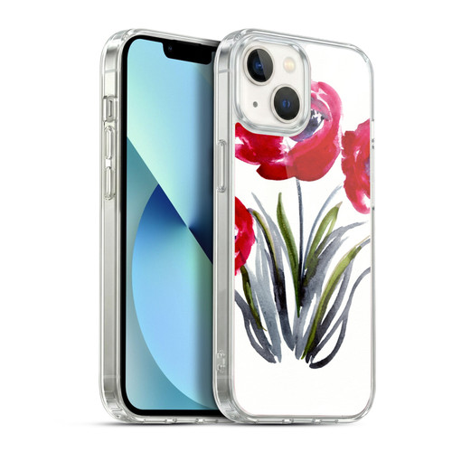 Mai Autumn Floral Blooms Red Flowers Soft Gel Case for Apple iPhone 13