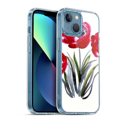 Mai Autumn Floral Blooms Red Flowers Soft Gel Case for Apple iPhone 13 Mini & MagSafe
