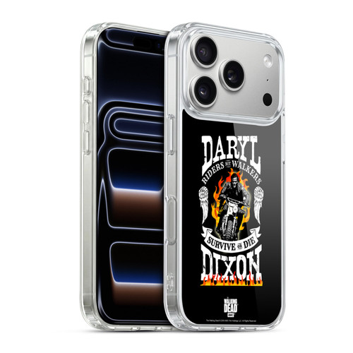 AMC The Walking Dead Daryl Dixon Biker Art Motorcycle Flames Soft Gel Case for Apple iPhone 17 Pro