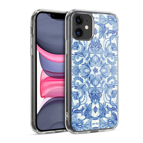 Micklyn Le Feuvre Floral Patterns Denim Blues Soft Gel Case for Apple iPhone 11