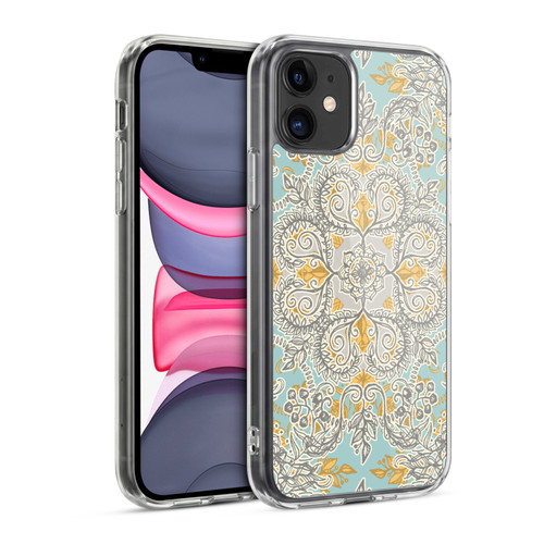 Micklyn Le Feuvre Floral Patterns Grey And Yellow Soft Gel Case for Apple iPhone 11