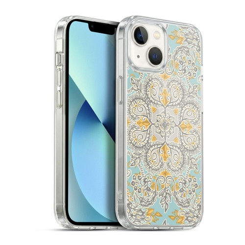 Micklyn Le Feuvre Floral Patterns Grey And Yellow Soft Gel Case for Apple iPhone 13