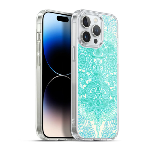 Micklyn Le Feuvre Floral Patterns Mint Green And Aqua Soft Gel Case for Apple iPhone 13 Pro Max & MagSafe