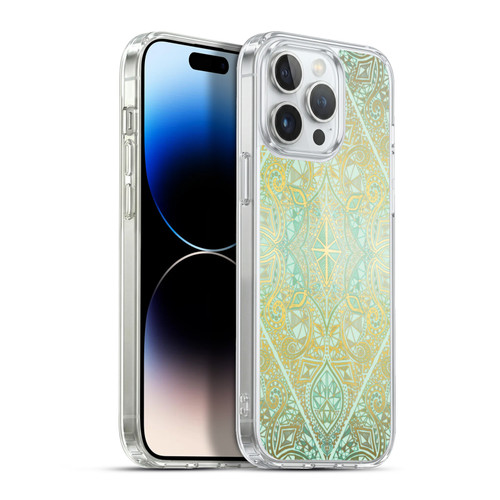 Micklyn Le Feuvre Floral Patterns Mint And Gold Soft Gel Case for Apple iPhone 13 Pro Max & MagSafe