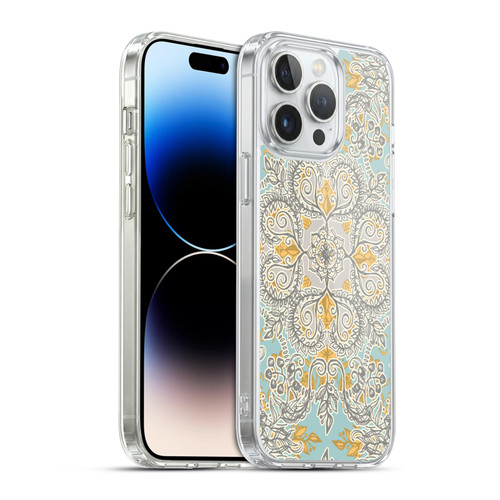 Micklyn Le Feuvre Floral Patterns Grey And Yellow Soft Gel Case for Apple iPhone 14 Pro Max & MagSafe