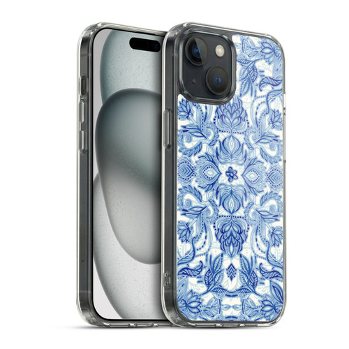 Micklyn Le Feuvre Floral Patterns Denim Blues Soft Gel Case for Apple iPhone 15 & MagSafe