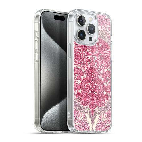 Micklyn Le Feuvre Floral Patterns Berry Pink Cream And Mauve Soft Gel Case for Apple iPhone 15 Pro Max & MagSafe