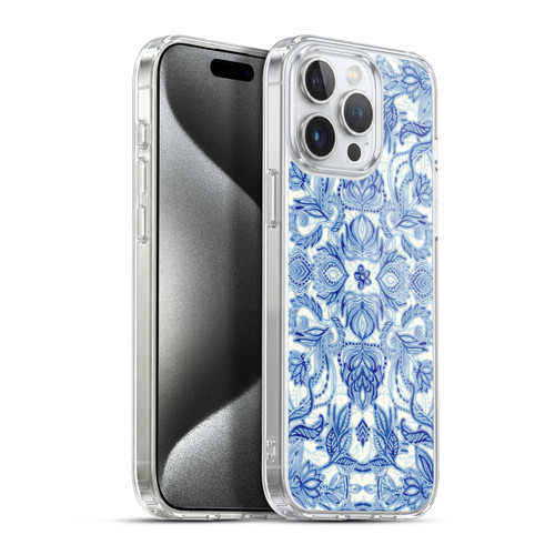 Micklyn Le Feuvre Floral Patterns Denim Blues Soft Gel Case for Apple iPhone 15 Pro Max & MagSafe