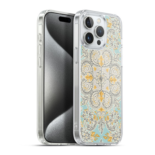 Micklyn Le Feuvre Floral Patterns Grey And Yellow Soft Gel Case for Apple iPhone 15 Pro Max & MagSafe