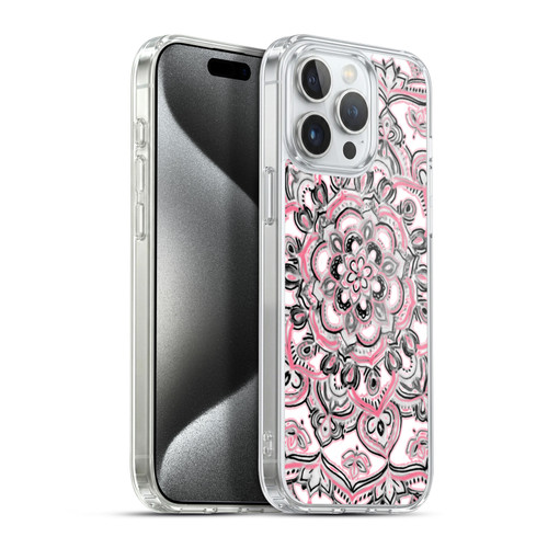 Micklyn Le Feuvre Floral Patterns Monochrome And Pink Soft Gel Case for Apple iPhone 15 Pro Max & MagSafe