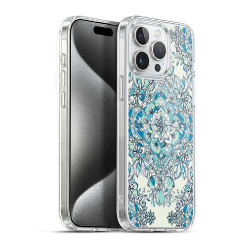 Micklyn Le Feuvre Floral Patterns Diamond Doodle In Teal And Tuquoise Soft Gel Case for Apple iPhone 15 Pro Max & MagSafe