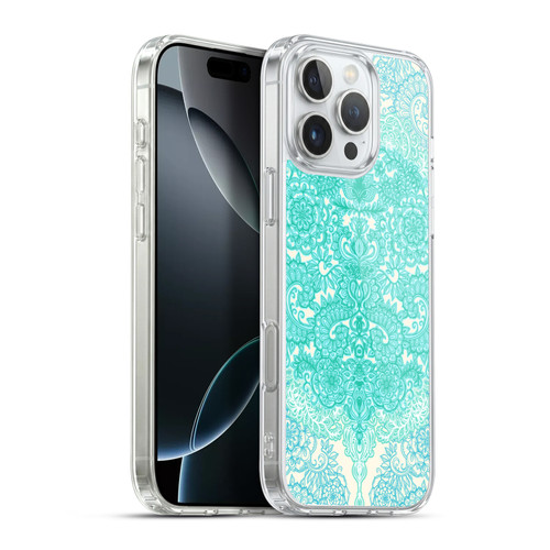 Micklyn Le Feuvre Floral Patterns Mint Green And Aqua Soft Gel Case for Apple iPhone 16 Pro Max & MagSafe
