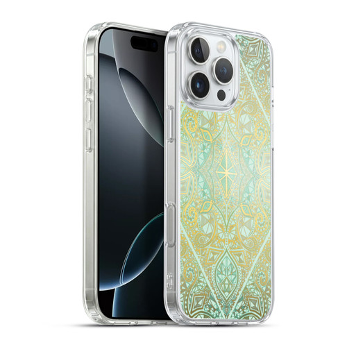 Micklyn Le Feuvre Floral Patterns Mint And Gold Soft Gel Case for Apple iPhone 16 Pro Max & MagSafe
