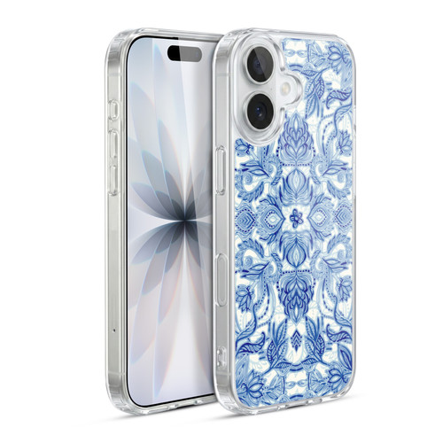 Micklyn Le Feuvre Floral Patterns Denim Blues Soft Gel Case for Apple iPhone 17