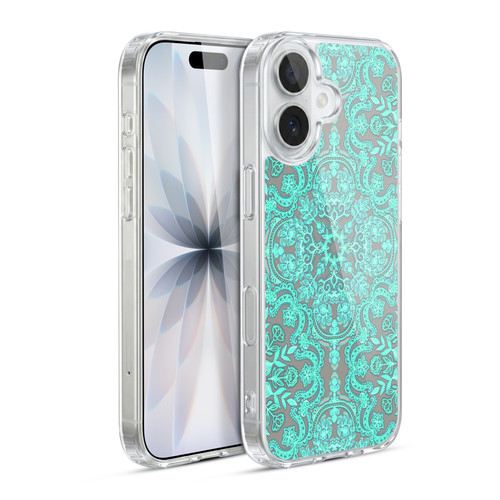 Micklyn Le Feuvre Floral Patterns Mint Green And Grey Soft Gel Case for Apple iPhone 17
