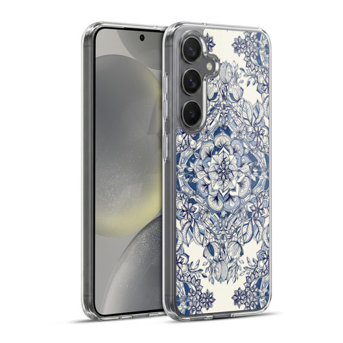 Micklyn Le Feuvre Floral Patterns Diamond Doodle In Navy Blue And Cream Soft Gel Case for Samsung Galaxy S24+ 5G & MagSafe