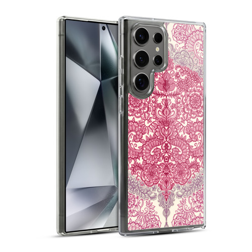 Micklyn Le Feuvre Floral Patterns Berry Pink Cream And Mauve Soft Gel Case for Samsung Galaxy S24 Ultra 5G & MagSafe