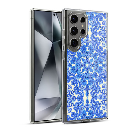 Micklyn Le Feuvre Floral Patterns Cobalt Blue And White Soft Gel Case for Samsung Galaxy S24 Ultra 5G & MagSafe