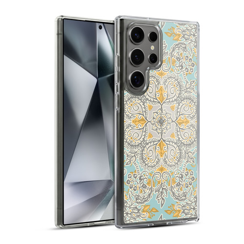 Micklyn Le Feuvre Floral Patterns Grey And Yellow Soft Gel Case for Samsung Galaxy S24 Ultra 5G & MagSafe