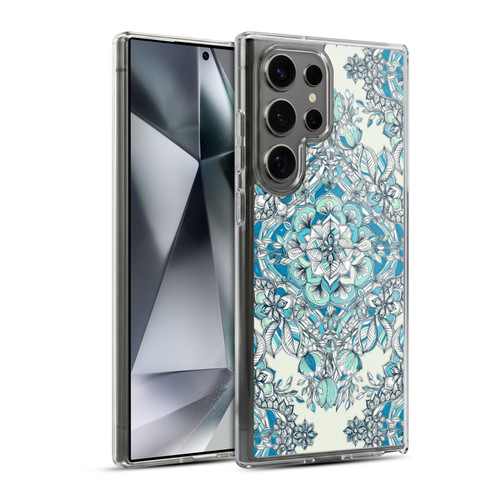 Micklyn Le Feuvre Floral Patterns Diamond Doodle In Teal And Tuquoise Soft Gel Case for Samsung Galaxy S24 Ultra 5G & MagSafe