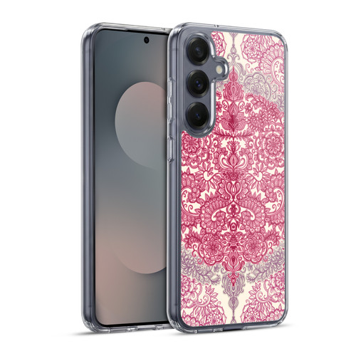 Micklyn Le Feuvre Floral Patterns Berry Pink Cream And Mauve Soft Gel Case for Samsung Galaxy S25+ & MagSafe